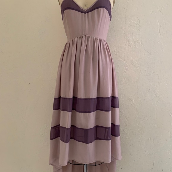 Lavender High Low Striped Dress - Picture 2 of 11